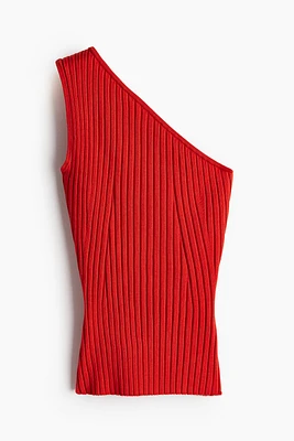 One-shoulder Rib-knit Top