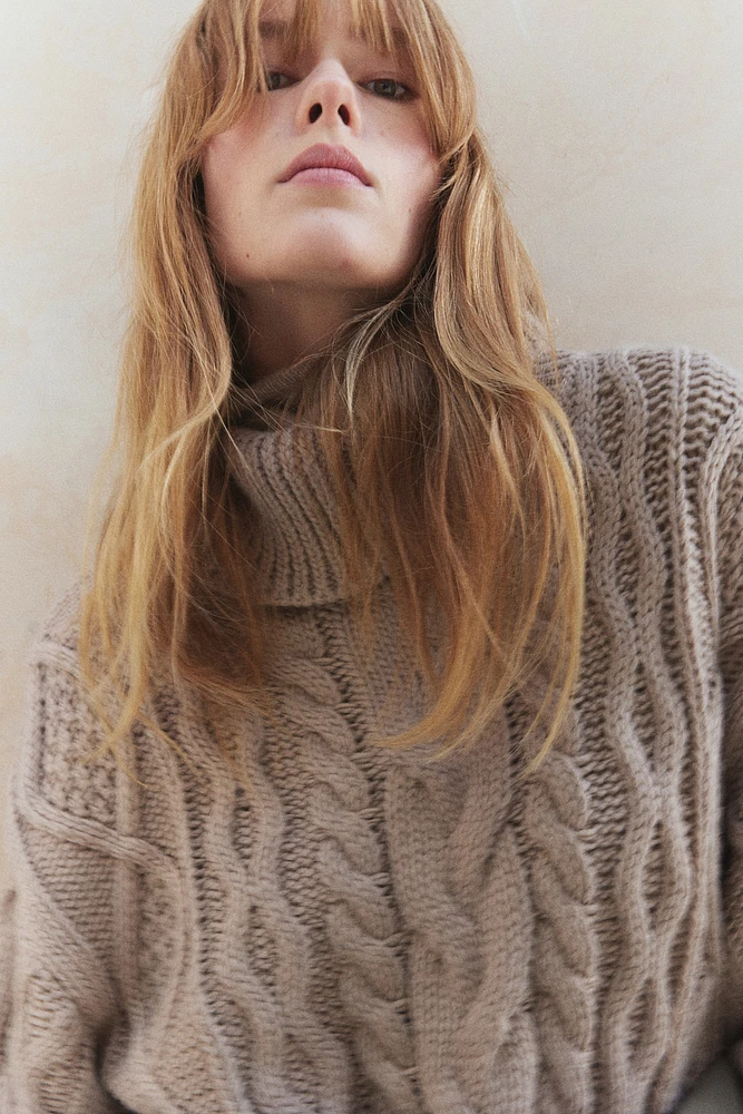 Cable-Knit Turtleneck Sweater