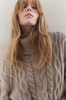 Cable-Knit Turtleneck Sweater