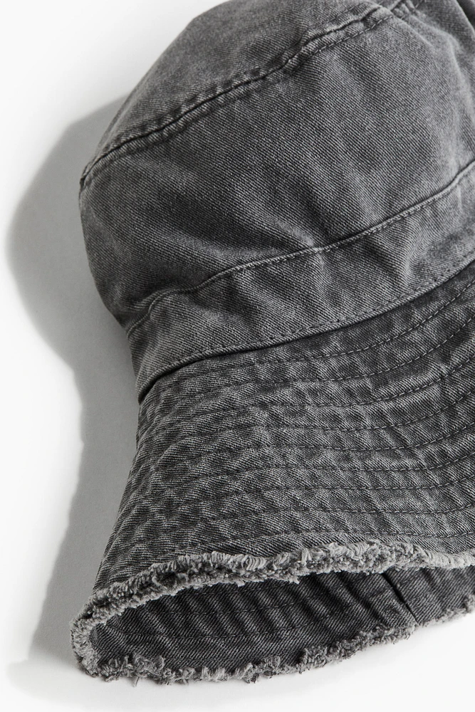 Frayed-edge Cotton Bucket Hat
