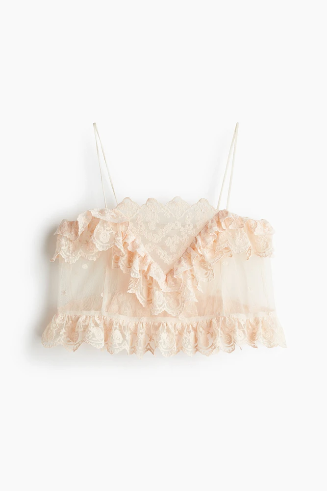 Ruffled Lace Strappy Top