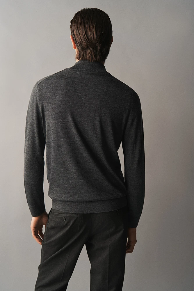 Slim Fit Half-Zip Merino Wool Sweater