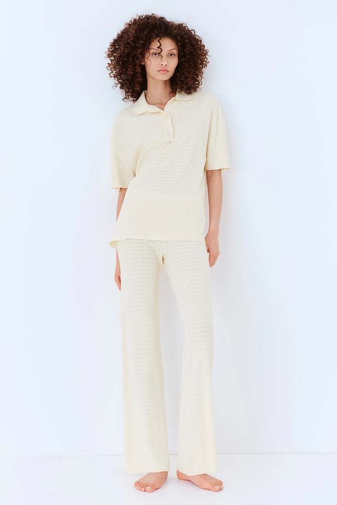 Pointelle-Knit Polo Shirt