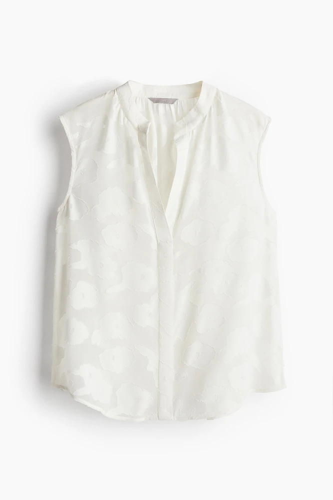 Jacquard-weave Sleeveless Blouse