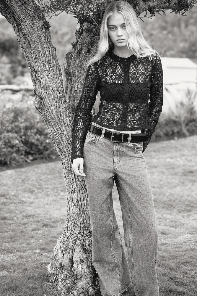 Hole-patterned cardigan