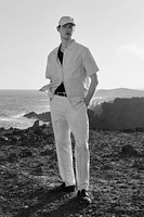 Regular-Fit Short-Sleeved Linen-Blend Shirt