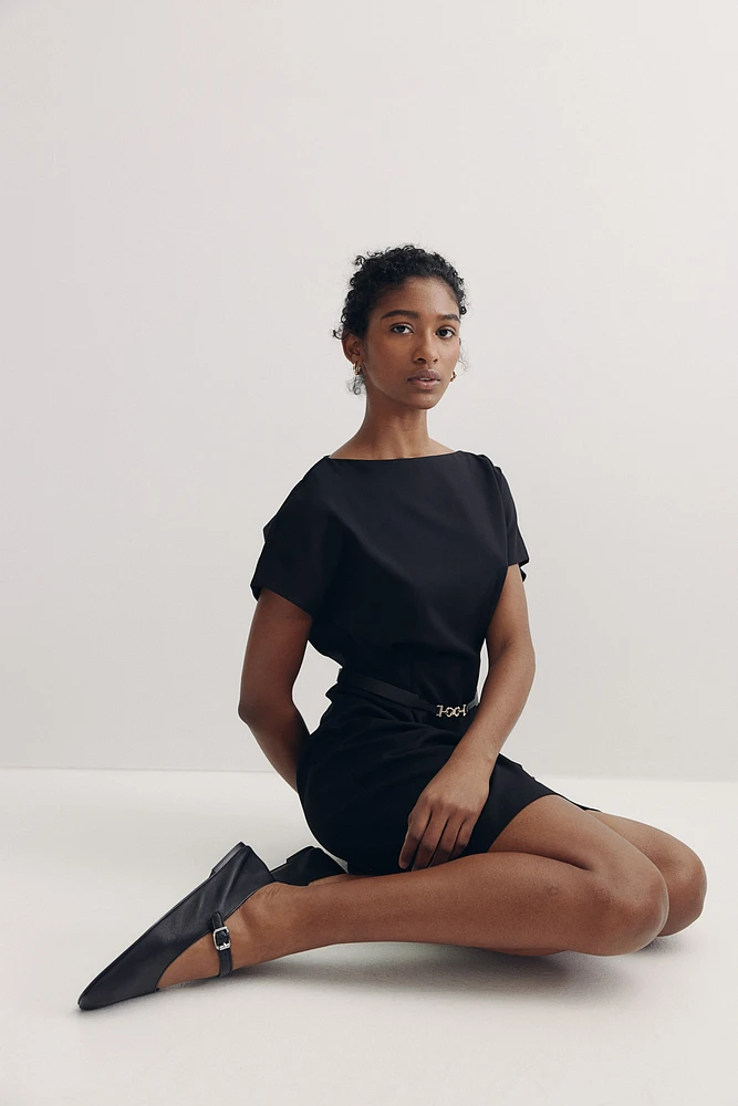Belted Twill Dress