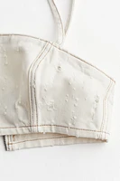 Distressed-look Twill Crop Top