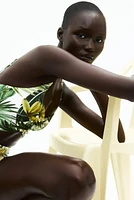 Padded-Cup High-Leg Swimsuit