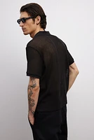 Regular-Fit Hole-Knit Polo Shirt