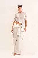 Pantalon en lin mélangé avec cordon de serrage