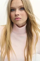 Fine-Knit Turtleneck Top