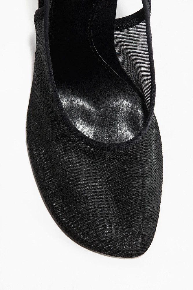 Mesh Slingback Pumps