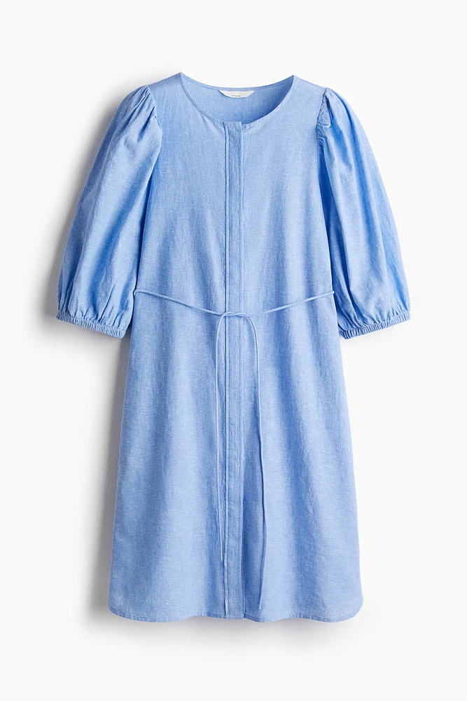 Linen-blend dress
