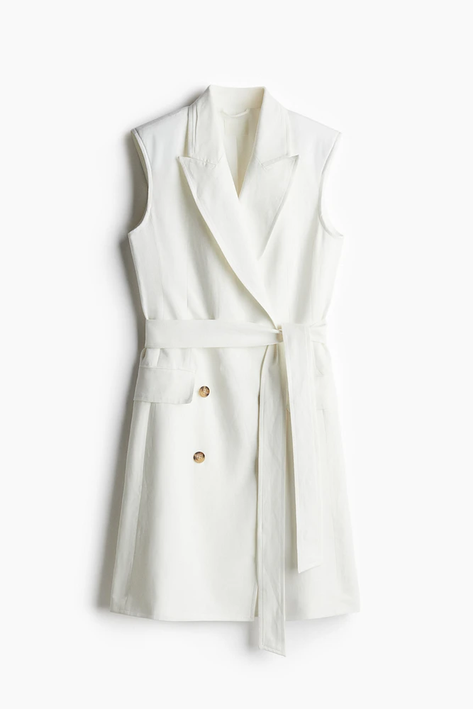 Linen-blend Jacket Dress