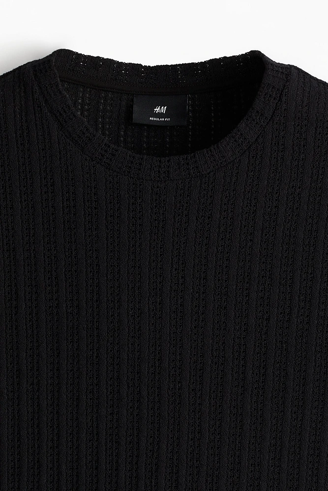 Regular Fit Crochet-Look T-Shirt