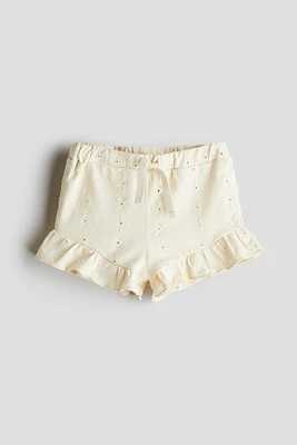 Jersey Shorts with Eyelet Embroidery