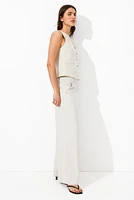 Wide-Leg Linen-Blend Pants