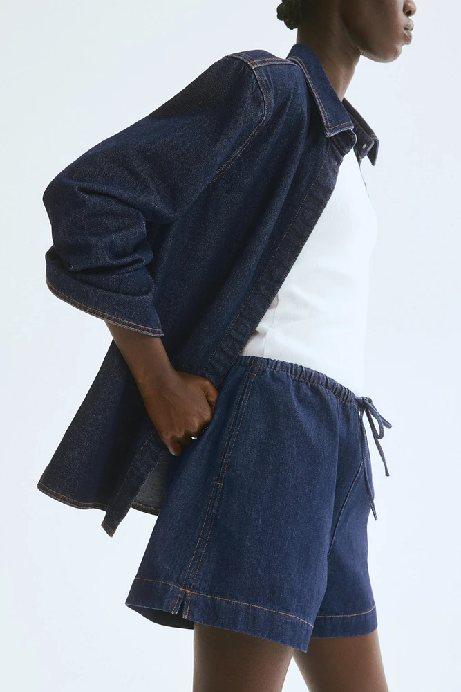 Denim Drawstring Shorts