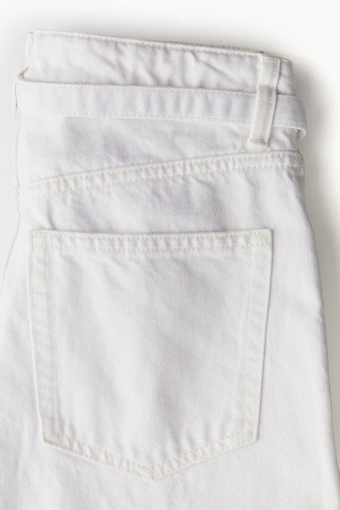 Wide-Leg Belted Jeans