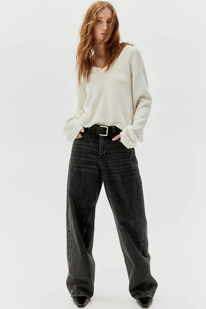 Fine-Knit V-Neck Sweater