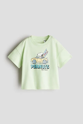 Cotton T-Shirt with Printed Motif