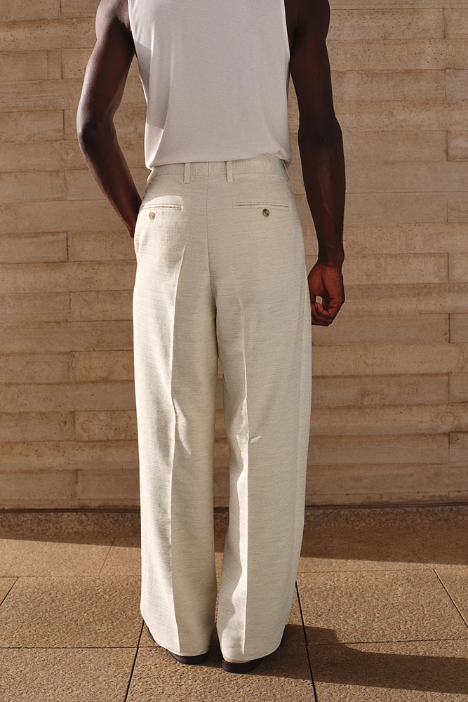 Loose-Fit Linen-Blend Suit Pants