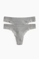 2-pack Seamless Lace-trimmed Thong Briefs