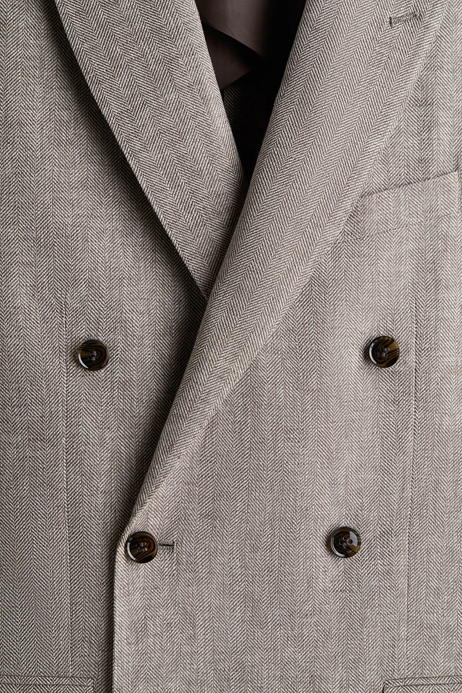 Relaxed-Fit Double-Breasted Linen-Blend Jacket