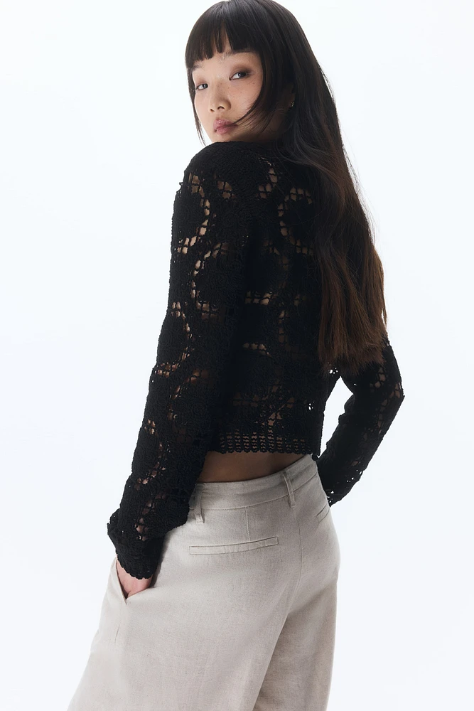 Crochet-Look Cardigan