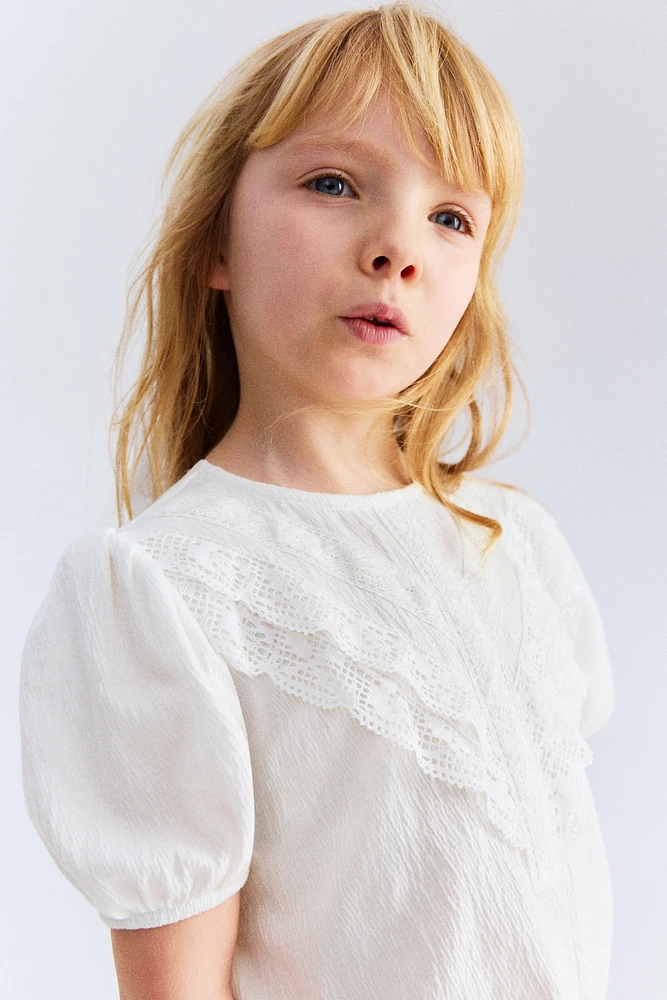 Lace-Detail Cotton Blouse