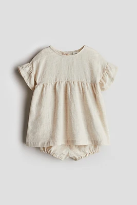 2-piece Linen Dress and Bloomers Set