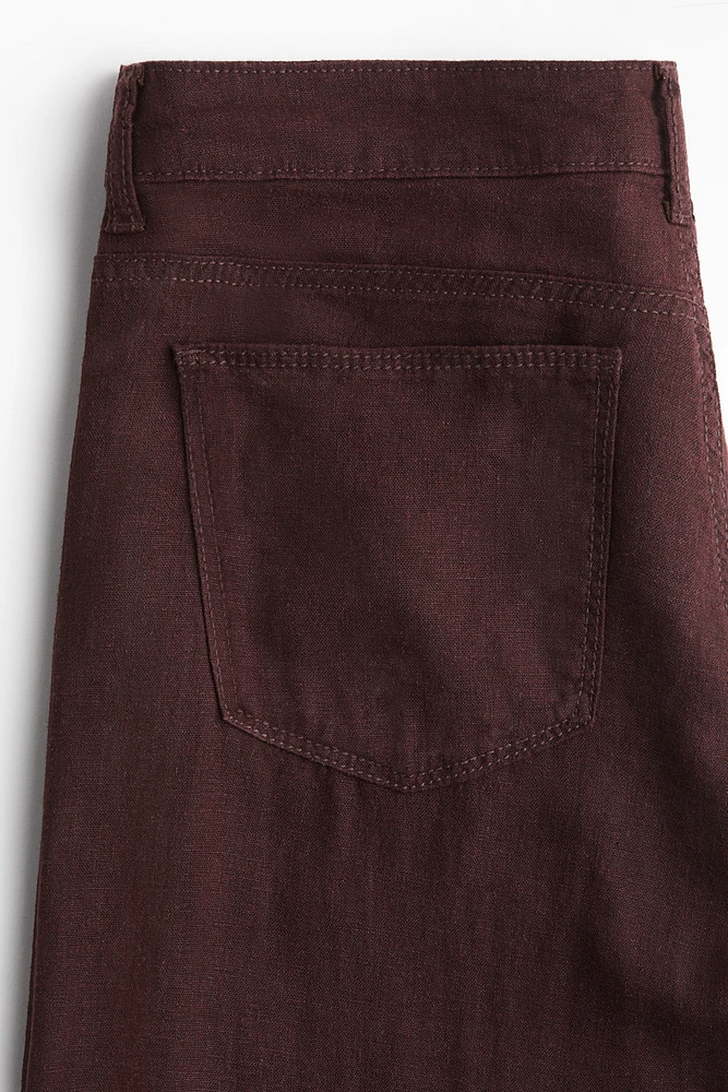 Wide-Leg Linen-Blend Pants