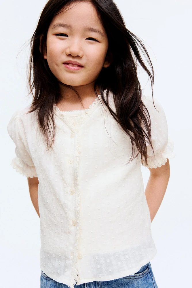 Lace-Trimmed Cotton Blouse