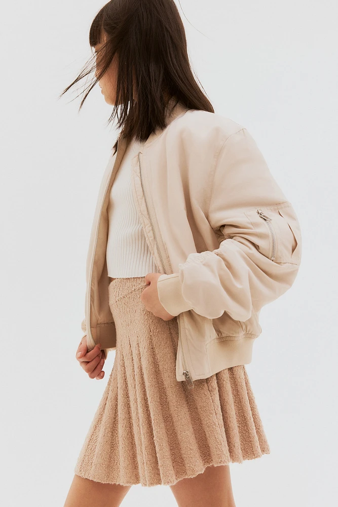 Pleated Bouclé-Knit Skirt
