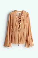 Lacing-Detail Chiffon Blouse