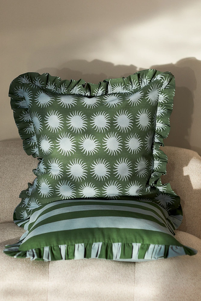 Ruffle-trimmed Cushion Cover