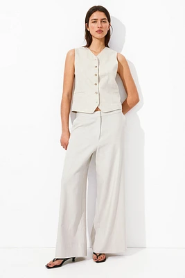 Wide-Leg Linen-Blend Pants