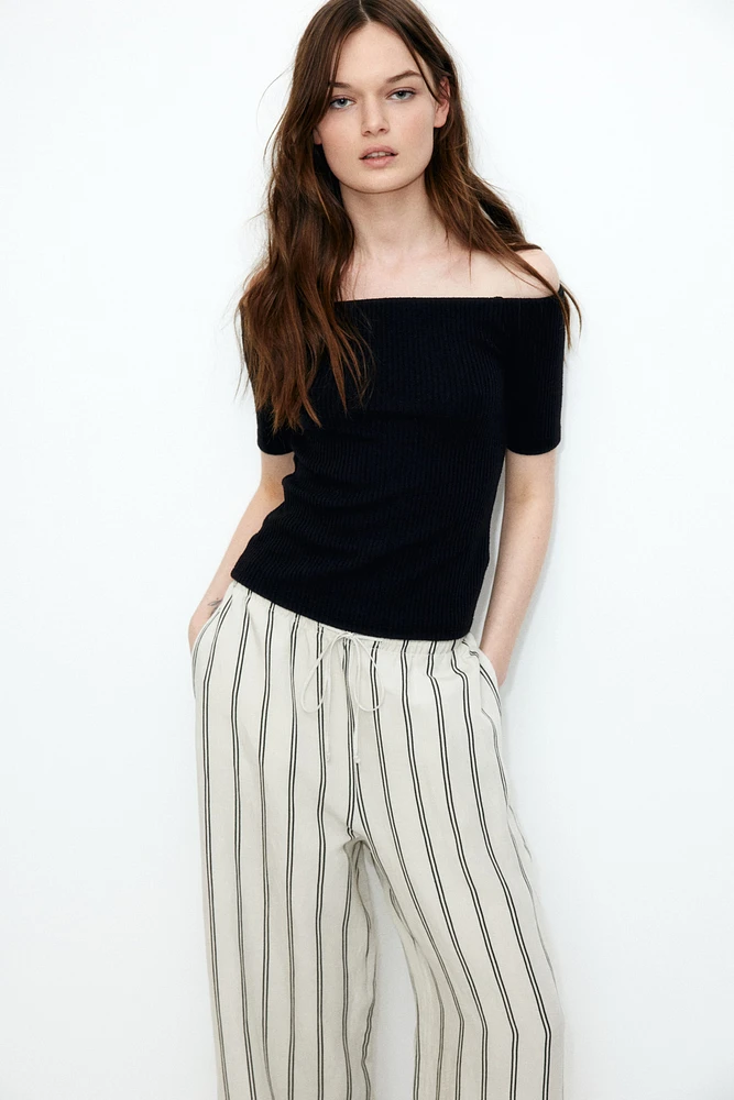 Rib-Knit Off-the-Shoulder Top