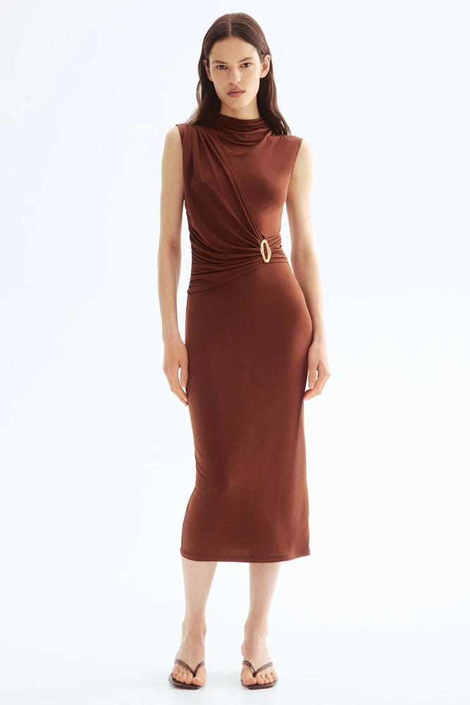 Draped Mock Turtleneck Dress