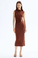 Draped Mock Turtleneck Dress