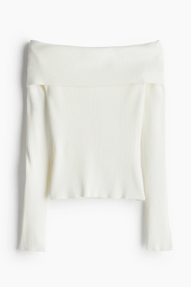 Rib-knit Off-the-shoulder Top