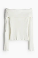Rib-knit Off-the-shoulder Top