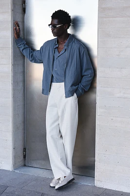 Regular-Fit Lyocell-Blend Bomber Jacket