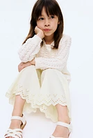 Cropped Pants with Eyelet Embroidery