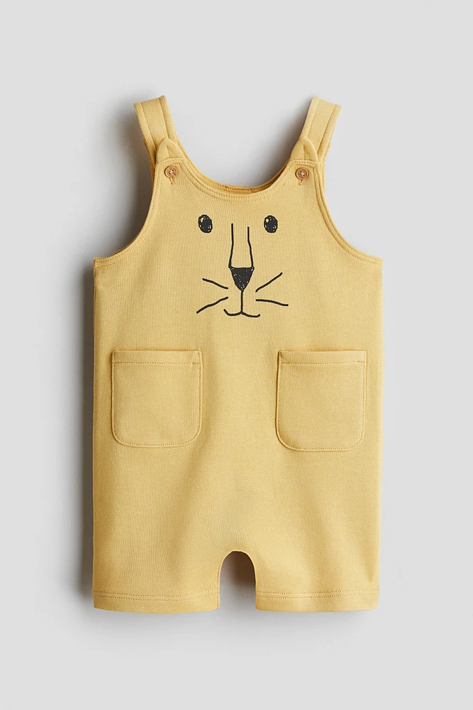Printed dungaree shorts