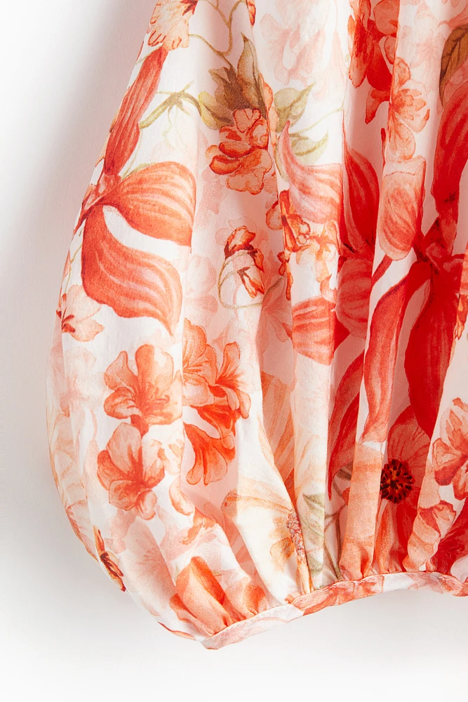 Balloon-sleeved Maxi Dress
