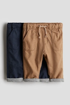 Lot de 2 pantalons en coton entièrement doublés