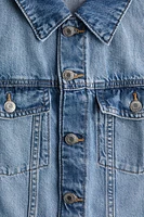 Feather Soft Flared-Skirt Denim Dress