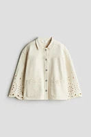 Denim Jacket with Eyelet Embroidery